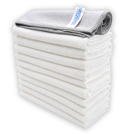 IGADCloth White Microfiber Sets, Cleaning Cloths 40x40cm 250gsm + 1 Free Glass Cloth