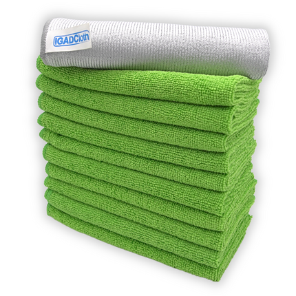 IGADCloth Green Microfiber Sets, Cleaning Cloths 40x40cm 250gsm + 1 Free Glass Cloth