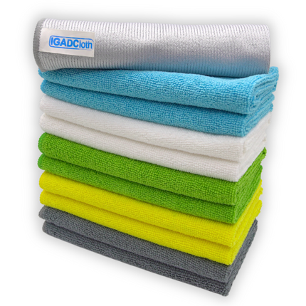 IGADCloth Multicolour Microfiber Sets, Cleaning Cloths 40x40cm 250gsm + 1 Free Glass Cloth