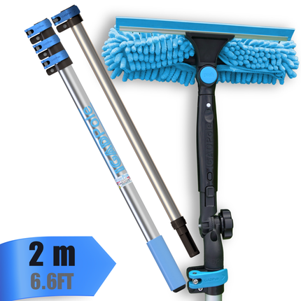IGAD Pole 2m (6.6ft) Window Squeegee Cleaning Kit, Extension Pole, pole extension and 10"(25cm) Window Squeegee