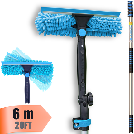 IGAD Pole 6m (20ft) Window Squeegee Cleaning Kit, Extension Pole and 10"(25cm) Window Squeegee