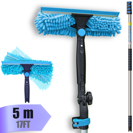 IGAD Pole 5m (17ft) Window Squeegee Cleaning Kit, Extension Pole and 10"(25cm) Window Squeegee
