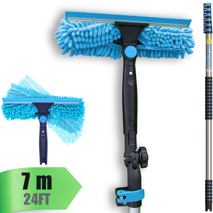 IGAD Pole 7m (24ft) Window Squeegee Cleaning Kit, Extension Pole and 10"(25cm) Window Squeegee