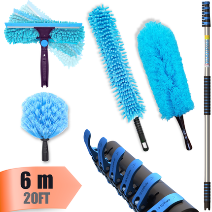 IGAD Pole 6m (20ft) Dusting Set: Extension Pole, Squeegee and 3 Dusting Attachments