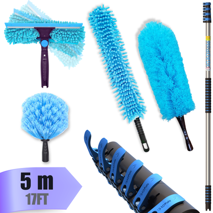 IGAD Pole 5m (17ft) Dusting Set: Extension Pole, Squeegee and 3 Dusting Attachments