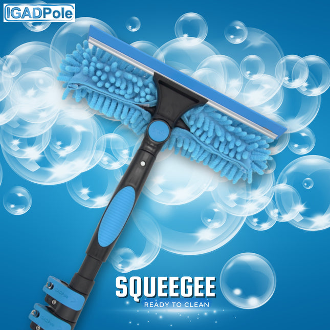 5ft Window Squeegee with Extension Pole, Window Cleaner Tool with 1-Stage Telescoping Pole, Window Cleaning Kit with 5ft Pole (1.3m) & Microfiber Cloths, 2 Blades Replacements & ACME Adapter