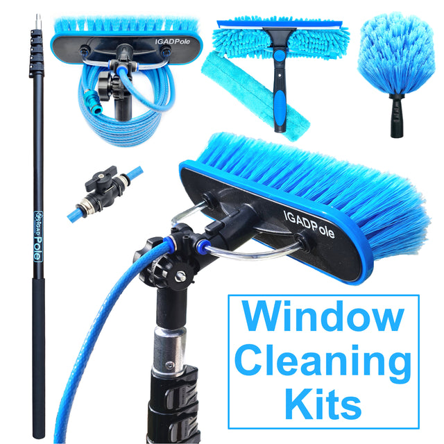 2-In-1 Professional Window Squeegee Cleaner w/ Extension Pole for Indoor  Outdoor