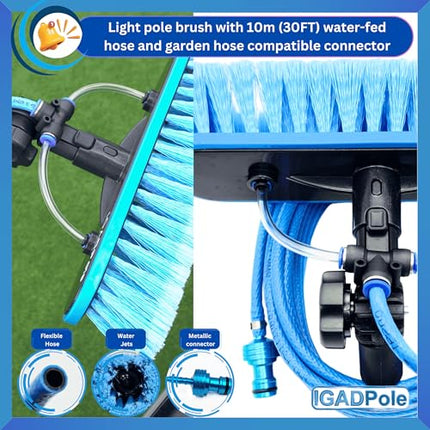 IGADPole 24ft (7m) Washing Kit: Water-fed Brush, Soap Dispenser and hose tap