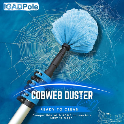 8.6m (28ft) Washing Kit: Water-fed Brush, Cobweb Duster, 25cm Squeegee and Soap Dispenser, with 6-stage Telescoping Pole (8.6m) & 1ft Curved Extension
