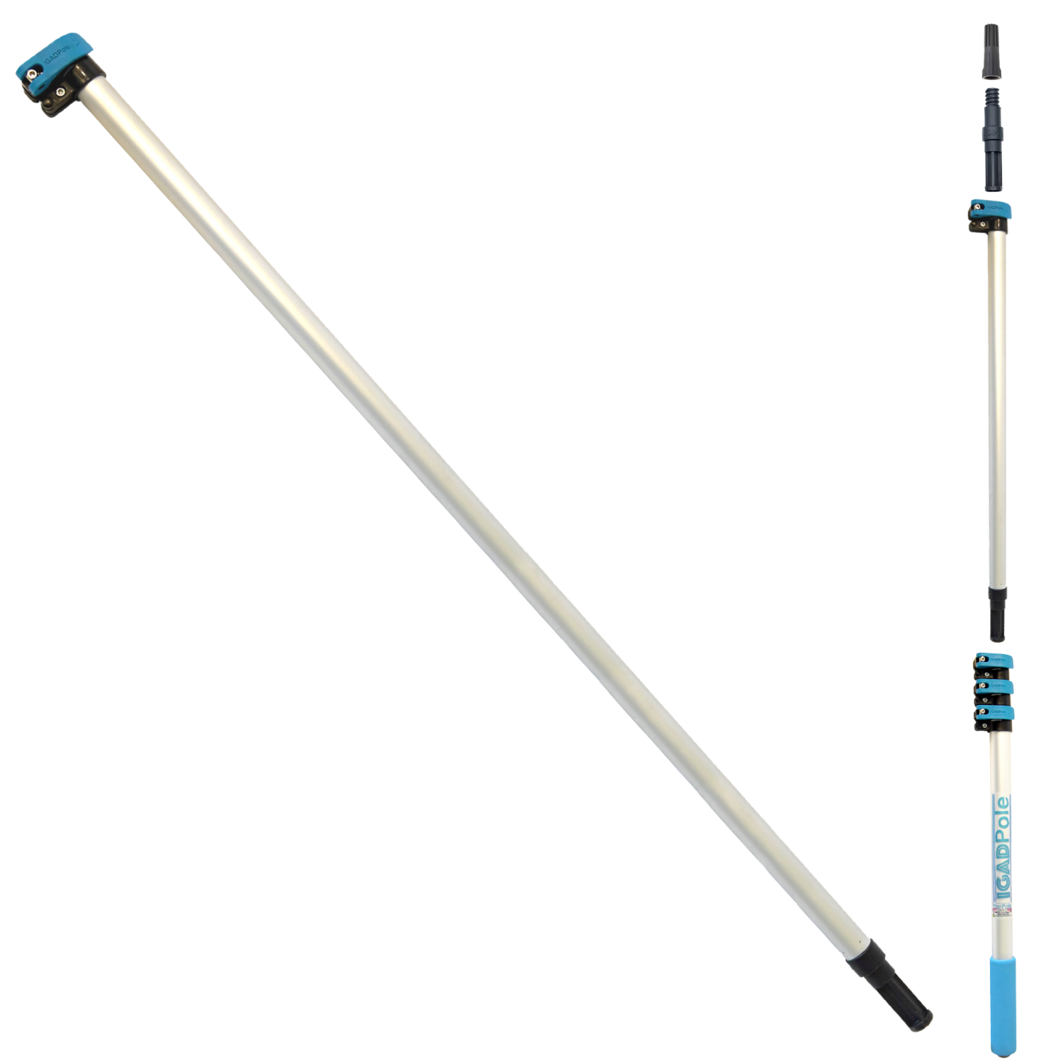 IGADPole Telescopic Pole with Threaded Connector, Use with adaptors like:  Paint Roller, Dusters, Squeegees, Gutter Cleaning