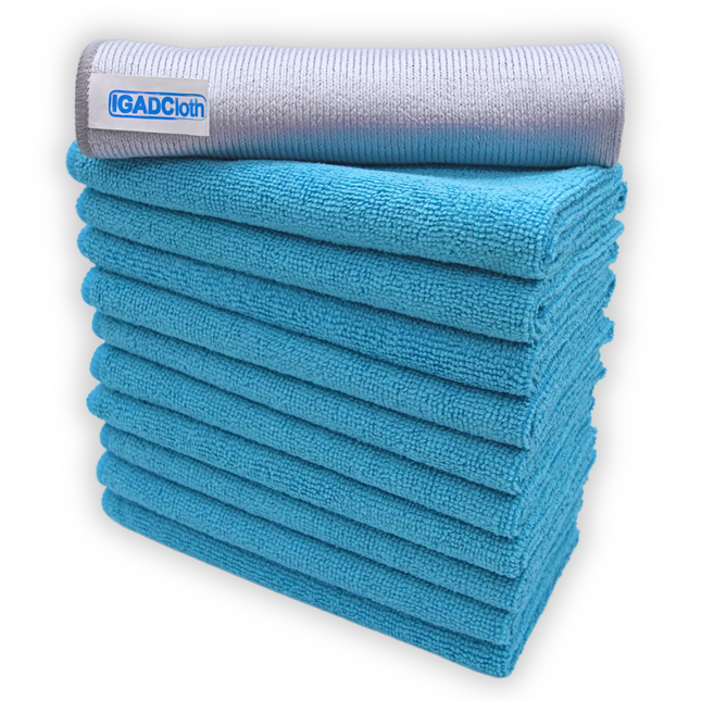 IGADCloth Blue Microfiber Sets, Cleaning Cloths 40x40cm 250gsm + 1 Free Glass Cloth