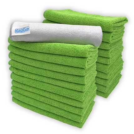 IGADCloth Green Microfiber Sets, Cleaning Cloths 40x40cm 250gsm + 1 Free Glass Cloth