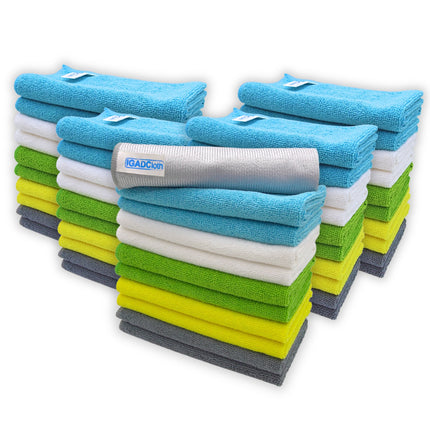 IGADCloth Multicolour Microfiber Sets, Cleaning Cloths 40x40cm 250gsm + 1 Free Glass Cloth