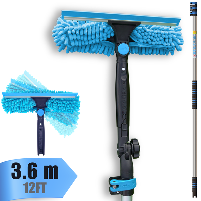 IGAD Pole 3.6m (12ft) Window Squeegee Cleaning Kit, Extension Pole and 10"(25cm) Window Squeegee