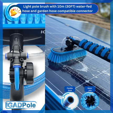 IGADPole 2023 10"(25cm) Water Fed Brush Head replacement, fed Tee and angle connector