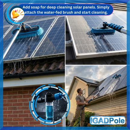 IGADPole 2023 10"(25cm) Water Fed Brush Head replacement, fed Tee and angle connector