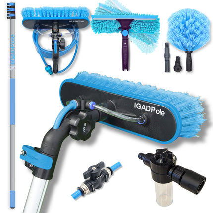 3.6m (12ft) Washing Kit: Water-fed Brush, Cobweb Duster, 25cm Squeegee and Soap Dispenser