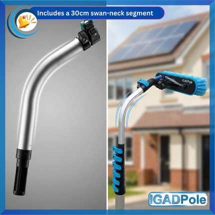 IGADPole 8.6m (28ft) Washing Kit: Water-fed Brush, Cobweb Duster and 10”(25cm) Squeegee and Soap Dispenser