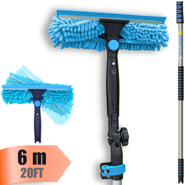 IGAD Pole 6m (20ft) Window Squeegee Cleaning Kit, Extension Pole and 10"(25cm) Window Squeegee