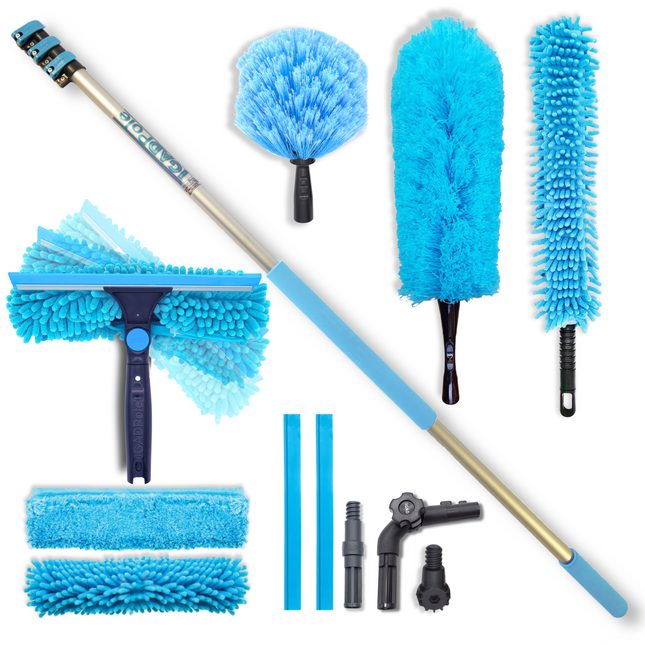 IGAD Pole Cleaning Kit with 3.6m (12ft) Extension Pole, Squeegee and 3 Dusting Attachments