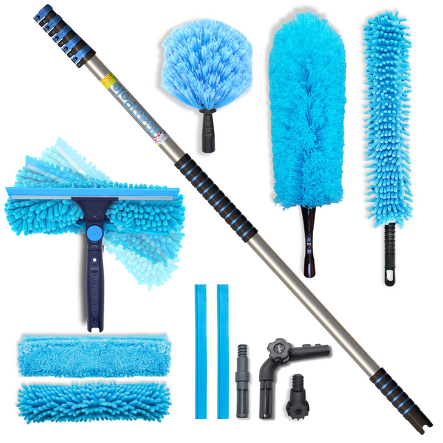 IGAD Pole Cleaning Kit with 6m (20ft) Extension Pole, Squeegee and 3 Dusting Attachments
