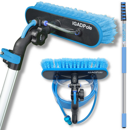 IGADPole 24ft(7m) Extension Pole Kit with Water-fed Brush and Hose, with 6-Stage Telescoping Pole 5-24ft Pole