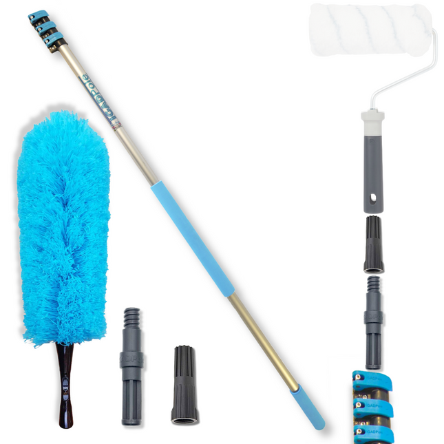 IGADPole Telescopic Pole with Threaded Connector, Use  with adaptors like: Paint Roller, Dusters, Squeegees, Gutter Cleaning