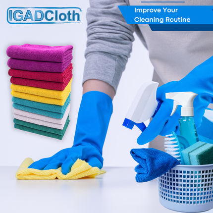 IGADPole Window Cleaning Bucket 12l + Free Microfibre Cleaning Cloths Set, 36 pcs Cleaning Cloths