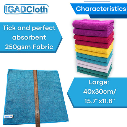 IGADPole Window Cleaning Bucket 12l + Free Microfibre Cleaning Cloths Set, 36 pcs Cleaning Cloths