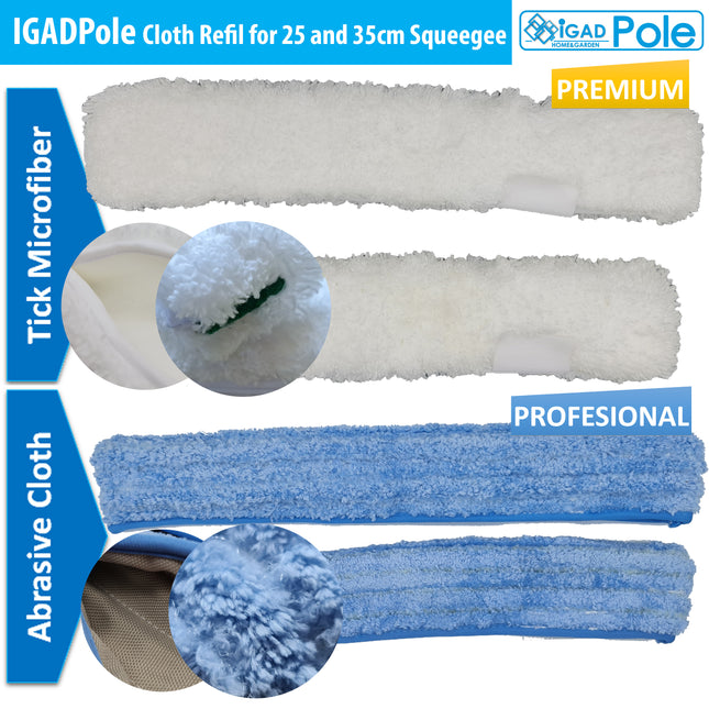 IGADPole Microfiber cloth refill for 10"(25cm) or 14"(35cm) Squeegees
